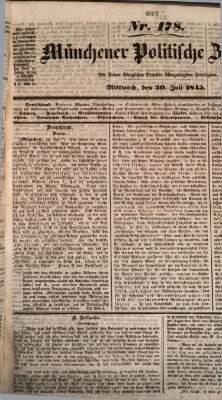 Münchener politische Zeitung (Süddeutsche Presse) Mittwoch 30. Juli 1845