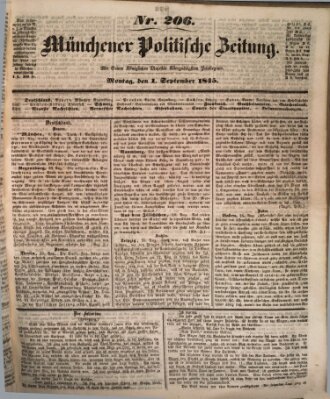 Münchener politische Zeitung (Süddeutsche Presse) Montag 1. September 1845