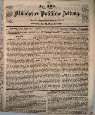 Münchener politische Zeitung (Süddeutsche Presse) Mittwoch 31. Dezember 1845