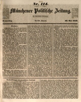 Münchener politische Zeitung (Süddeutsche Presse) Donnerstag 13. Mai 1847