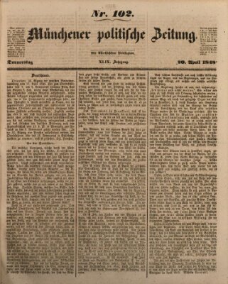 Münchener politische Zeitung (Süddeutsche Presse) Donnerstag 20. April 1848