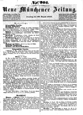 Neue Münchener Zeitung (Süddeutsche Presse) Dienstag 28. August 1855