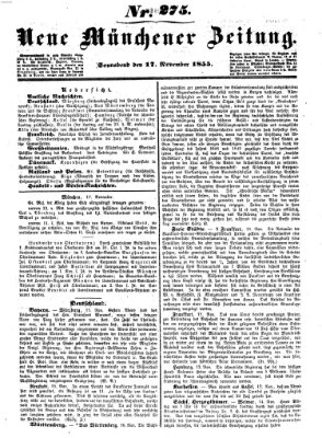 Neue Münchener Zeitung (Süddeutsche Presse) Samstag 17. November 1855