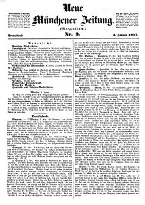 Neue Münchener Zeitung (Süddeutsche Presse) Samstag 3. Januar 1857