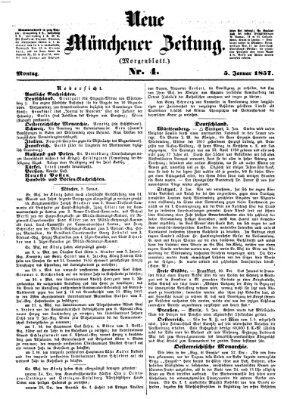 Neue Münchener Zeitung (Süddeutsche Presse) Montag 5. Januar 1857