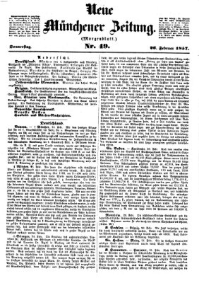 Neue Münchener Zeitung (Süddeutsche Presse) Donnerstag 26. Februar 1857