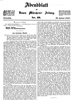 Neue Münchener Zeitung (Süddeutsche Presse) Donnerstag 26. Februar 1857