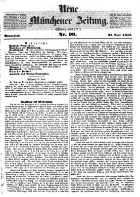 Neue Münchener Zeitung (Süddeutsche Presse) Samstag 25. April 1857