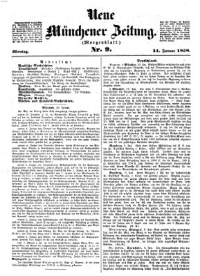 Neue Münchener Zeitung (Süddeutsche Presse) Montag 11. Januar 1858