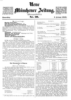 Neue Münchener Zeitung (Süddeutsche Presse) Donnerstag 4. Februar 1858