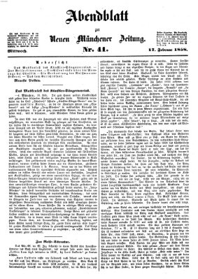 Neue Münchener Zeitung (Süddeutsche Presse) Mittwoch 17. Februar 1858