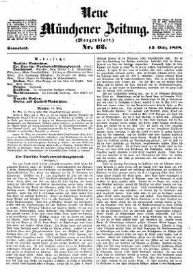 Neue Münchener Zeitung (Süddeutsche Presse) Samstag 13. März 1858