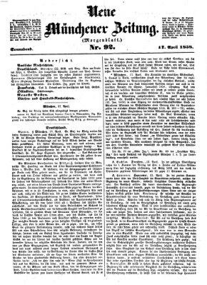 Neue Münchener Zeitung (Süddeutsche Presse) Samstag 17. April 1858