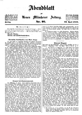 Neue Münchener Zeitung (Süddeutsche Presse) Freitag 23. April 1858