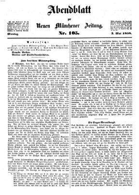 Neue Münchener Zeitung (Süddeutsche Presse) Montag 3. Mai 1858
