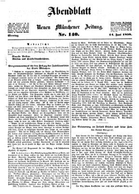 Neue Münchener Zeitung (Süddeutsche Presse) Montag 14. Juni 1858