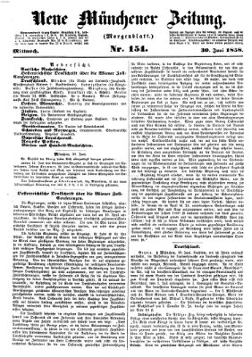 Neue Münchener Zeitung (Süddeutsche Presse) Mittwoch 30. Juni 1858