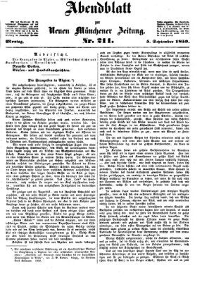 Neue Münchener Zeitung (Süddeutsche Presse) Montag 5. September 1859