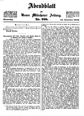 Neue Münchener Zeitung (Süddeutsche Presse) Donnerstag 15. September 1859