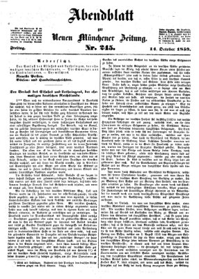 Neue Münchener Zeitung (Süddeutsche Presse) Freitag 14. Oktober 1859