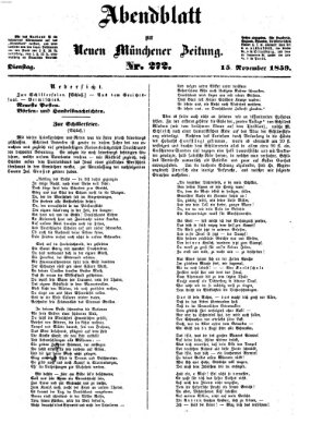 Neue Münchener Zeitung (Süddeutsche Presse) Dienstag 15. November 1859