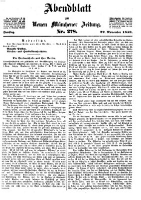 Neue Münchener Zeitung (Süddeutsche Presse) Dienstag 22. November 1859