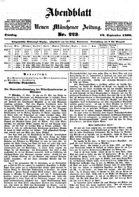 Neue Münchener Zeitung (Süddeutsche Presse) Dienstag 18. September 1860