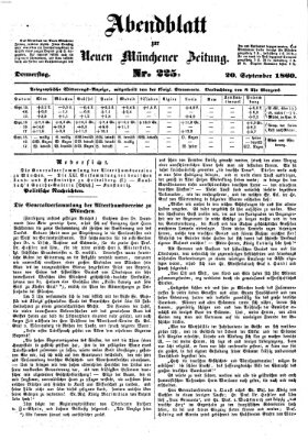 Neue Münchener Zeitung (Süddeutsche Presse) Donnerstag 20. September 1860