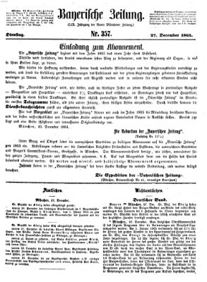 Bayerische Zeitung (Süddeutsche Presse) Dienstag 27. Dezember 1864