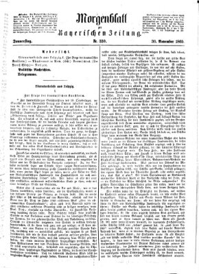 Bayerische Zeitung (Süddeutsche Presse) Donnerstag 30. November 1865