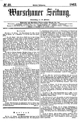 Warschauer Zeitung Donnerstag 19. Februar 1863