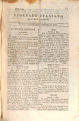 Giornale italiano Dienstag 12. September 1809