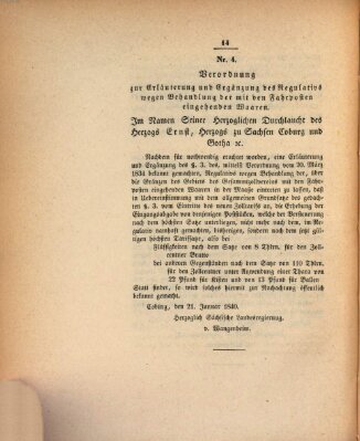 Gesetz-Sammlung für das Herzogtum Coburg (Coburger Regierungs-Blatt) Dienstag 21. Januar 1840