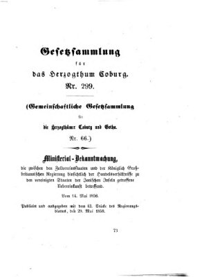 Gesetz-Sammlung für das Herzogtum Coburg (Coburger Regierungs-Blatt) Samstag 29. Mai 1858