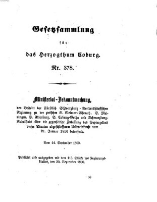 Gesetz-Sammlung für das Herzogtum Coburg (Coburger Regierungs-Blatt) Donnerstag 20. September 1860