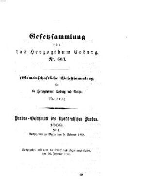 Gesetz-Sammlung für das Herzogtum Coburg (Coburger Regierungs-Blatt) Mittwoch 26. Februar 1868