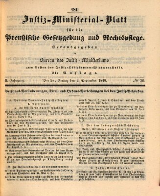 Justiz-Ministerialblatt für die preußische Gesetzgebung und Rechtspflege Freitag 4. September 1840