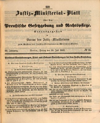 Justiz-Ministerialblatt für die preußische Gesetzgebung und Rechtspflege Freitag 30. Juli 1841