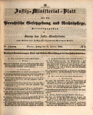 Justiz-Ministerialblatt für die preußische Gesetzgebung und Rechtspflege Freitag 11. Februar 1842