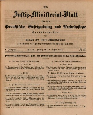 Justiz-Ministerialblatt für die preußische Gesetzgebung und Rechtspflege Donnerstag 18. August 1842