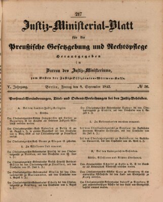 Justiz-Ministerialblatt für die preußische Gesetzgebung und Rechtspflege Donnerstag 8. September 1842