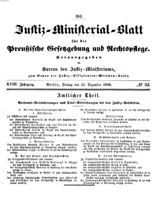 Justiz-Ministerialblatt für die preußische Gesetzgebung und Rechtspflege Freitag 26. Dezember 1856