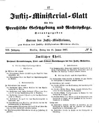 Justiz-Ministerialblatt für die preußische Gesetzgebung und Rechtspflege Freitag 16. Januar 1857