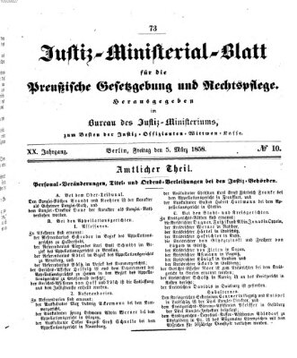 Justiz-Ministerialblatt für die preußische Gesetzgebung und Rechtspflege Freitag 5. März 1858