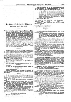 Verhandlungen der Zweiten Kammer (Allgemeine preußische Staats-Zeitung) Freitag 7. Mai 1852
