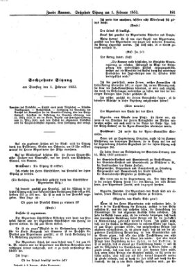 Verhandlungen der Zweiten Kammer (Allgemeine preußische Staats-Zeitung) Dienstag 1. Februar 1853