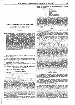 Verhandlungen der Zweiten Kammer (Allgemeine preußische Staats-Zeitung) Dienstag 5. April 1853