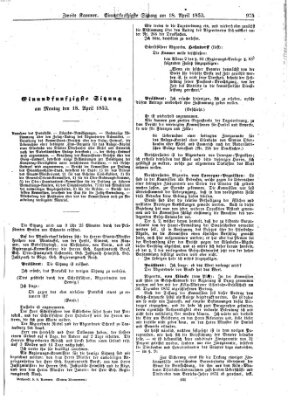Verhandlungen der Zweiten Kammer (Allgemeine preußische Staats-Zeitung) Montag 18. April 1853