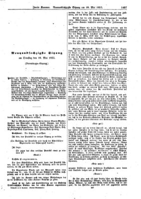 Verhandlungen der Zweiten Kammer (Allgemeine preußische Staats-Zeitung) Dienstag 10. Mai 1853