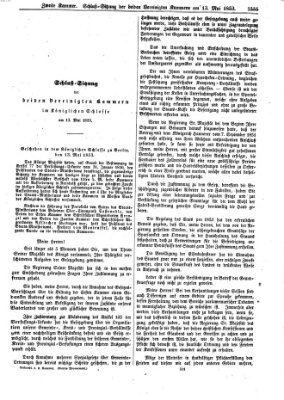 Verhandlungen der Zweiten Kammer (Allgemeine preußische Staats-Zeitung) Freitag 13. Mai 1853